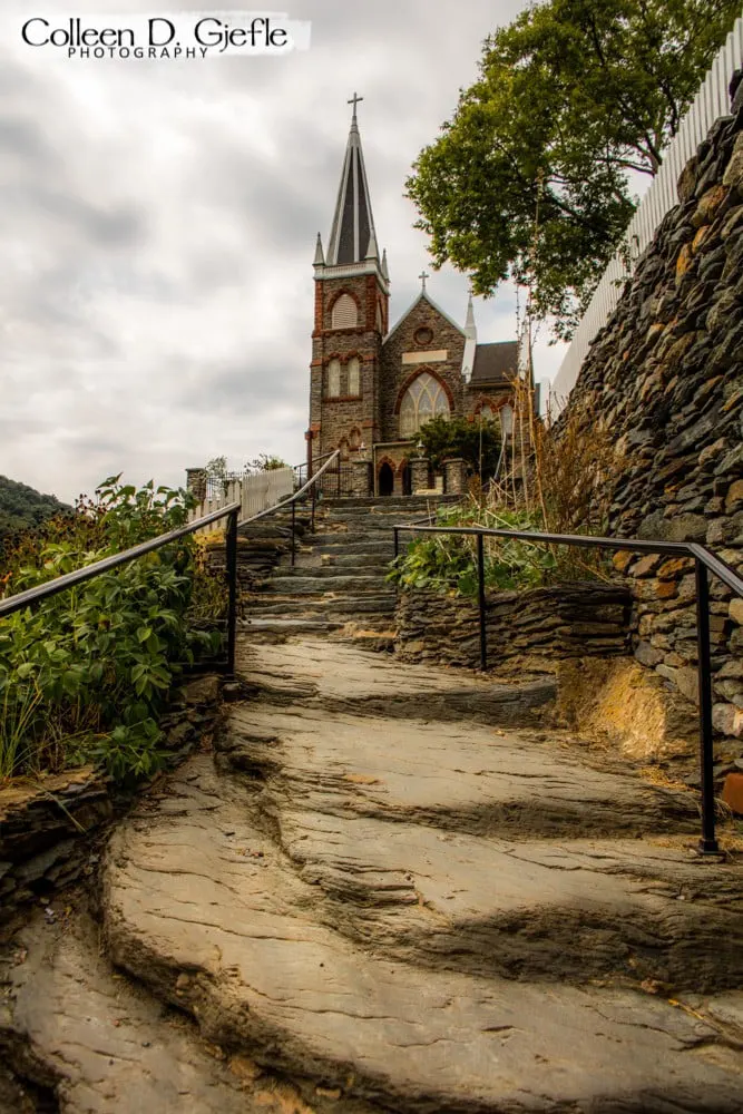 Steps leading up to church